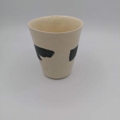 tasse en ceramique terre blanche, ligne vert canard tasse en céramique