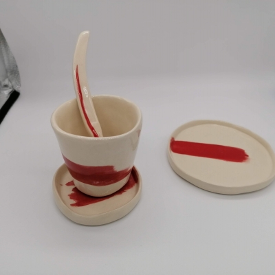 sous tasse en céramique ligne rouge sous tasse en céramique