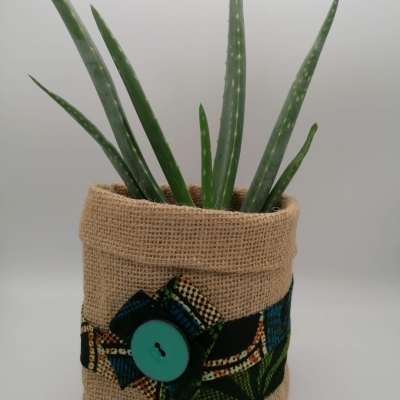 cache pot en toile de jute cache pot, toile de jute, wax,
