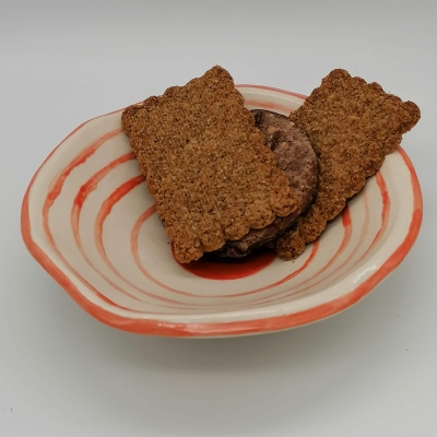 coupelle florale en terre grise ligne rouge coupelle en céramique