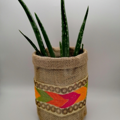 cache pot en toile de jute cache pot, toile de jute, india