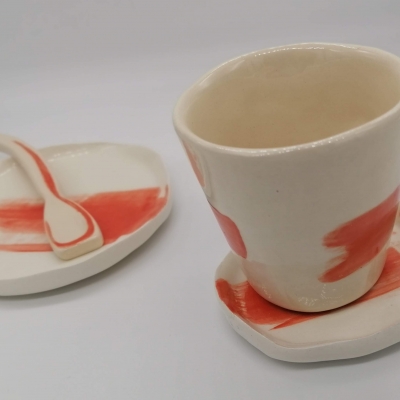 sous tasse en céramique ligne corail sous tasse en céramique