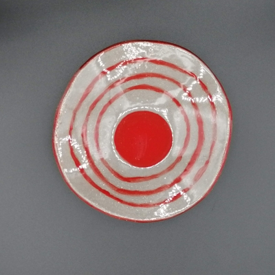 coupelle florale en terre grise ligne rouge coupelle en céramique