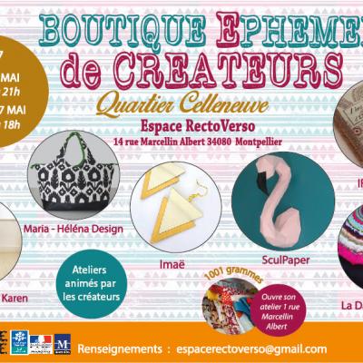 boutique éphémère créateurs Montpellier Celleneuve 6 - 7 mai 2017